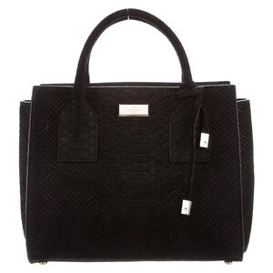 Kate Spade Elsie Street Exotic Meriwether Satchel black suede snakeskin leather